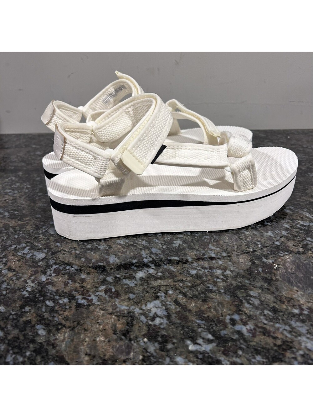 TEVA FLATFORM UNIVERSAL MESH PRINT BRIGHT WHITE WOMEN'S SANDALS SIZE US 10